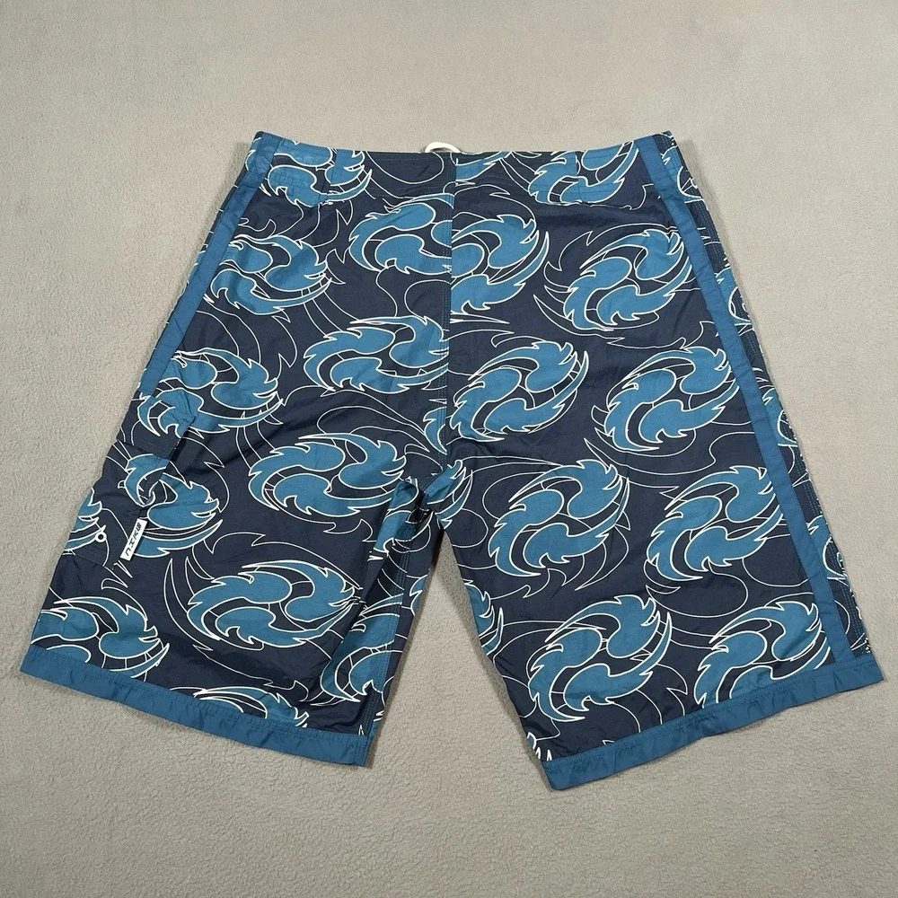 Nike Board Shorts Mens 36 Blue Swirls Vintage Y2K AOP All Over Print Swim Trunks